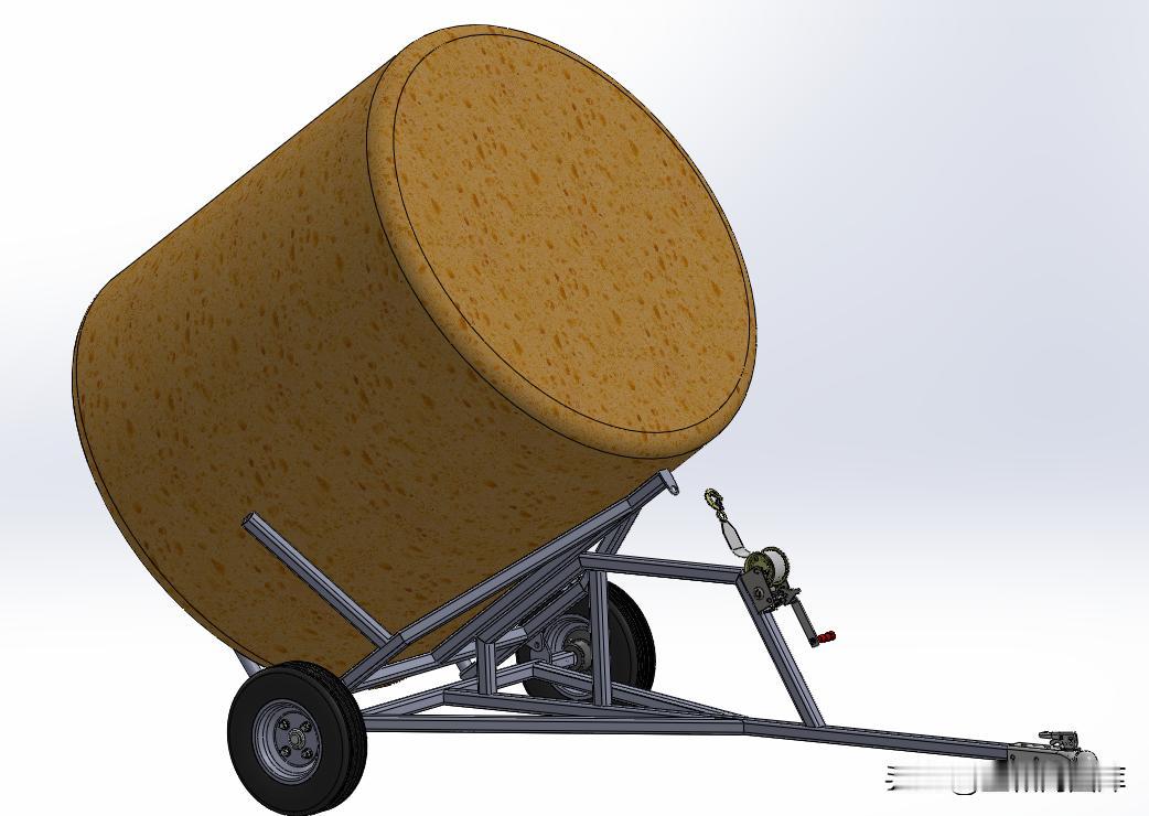 圆捆打捆机装载拖车模型分享：
一种简单的拖车，可以挂在四轮驱动车或汽车上，可以装