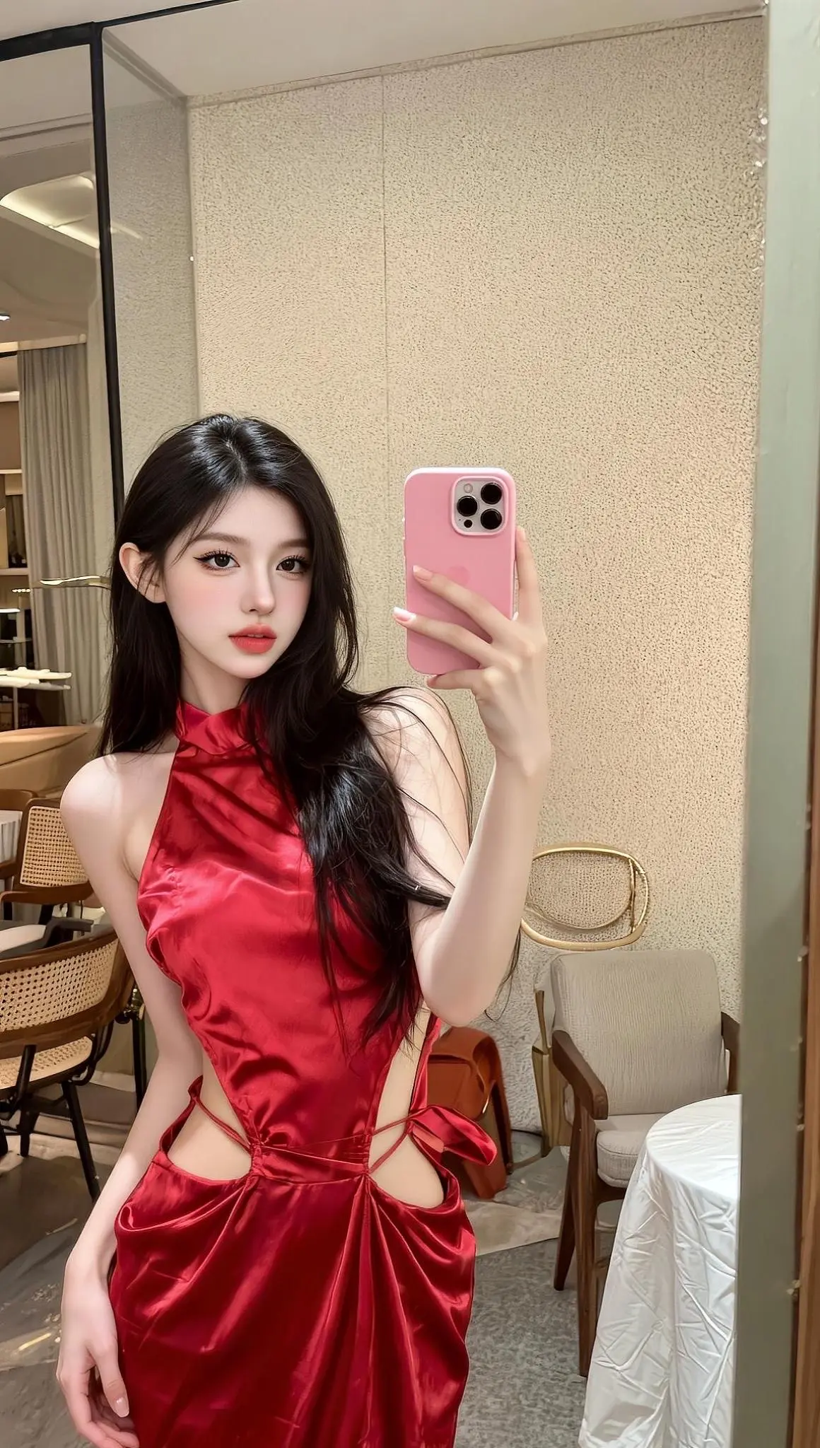 AI红裙自拍 ai创作 玩法合伙人计划 我在拍特效 随变ai随便玩