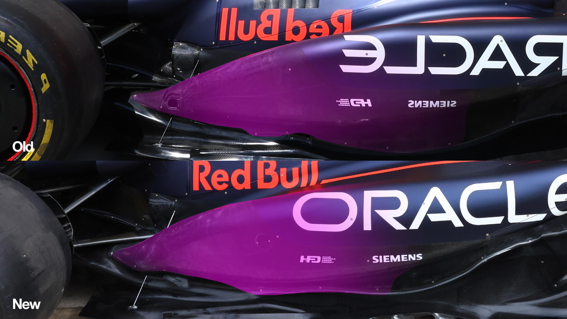 红牛RB20在#2024f1美国大奖赛# 升级，主要是车身结构和底板边缘，引擎盖