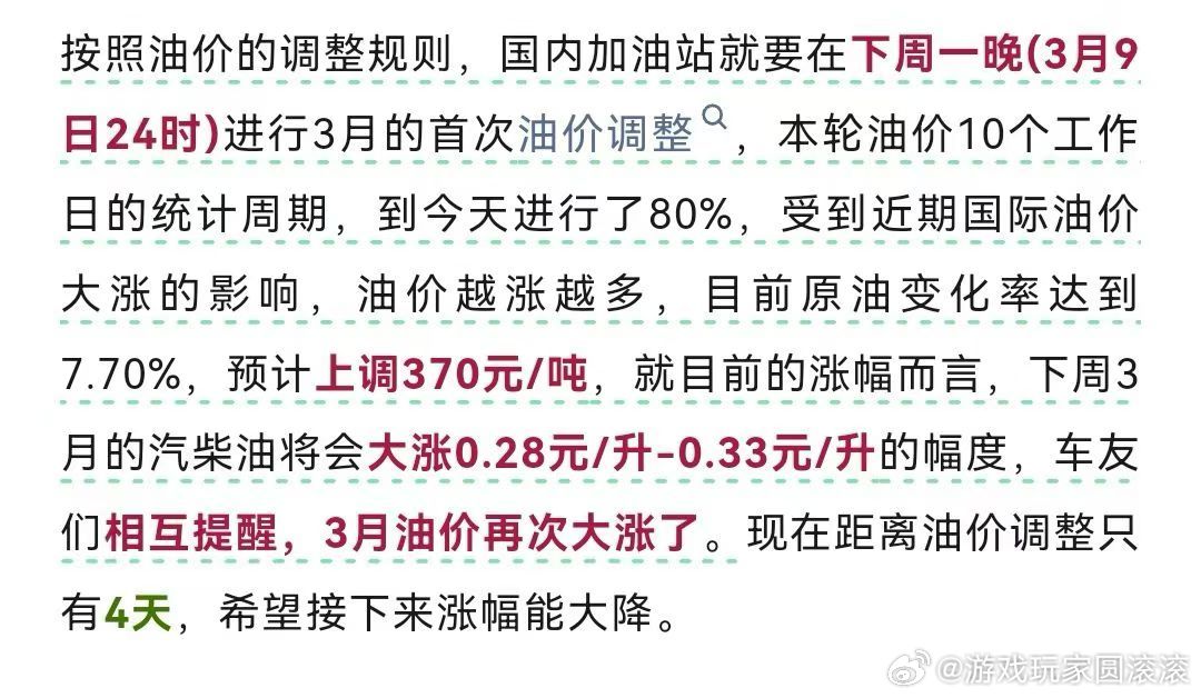 加满一箱油预计多花19.5元最终调价幅度以国家发改委3月9日发布的官方公告为准，