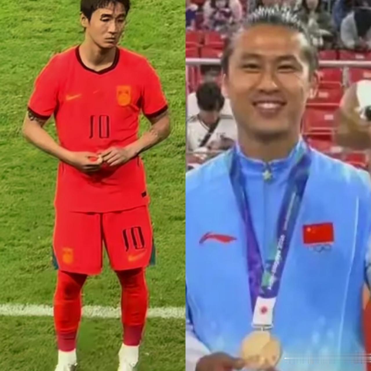 意气风发张玉宁，黯然神伤韦世豪，一张图，就是两支队伍最鲜明的对比。
一边是亚运领