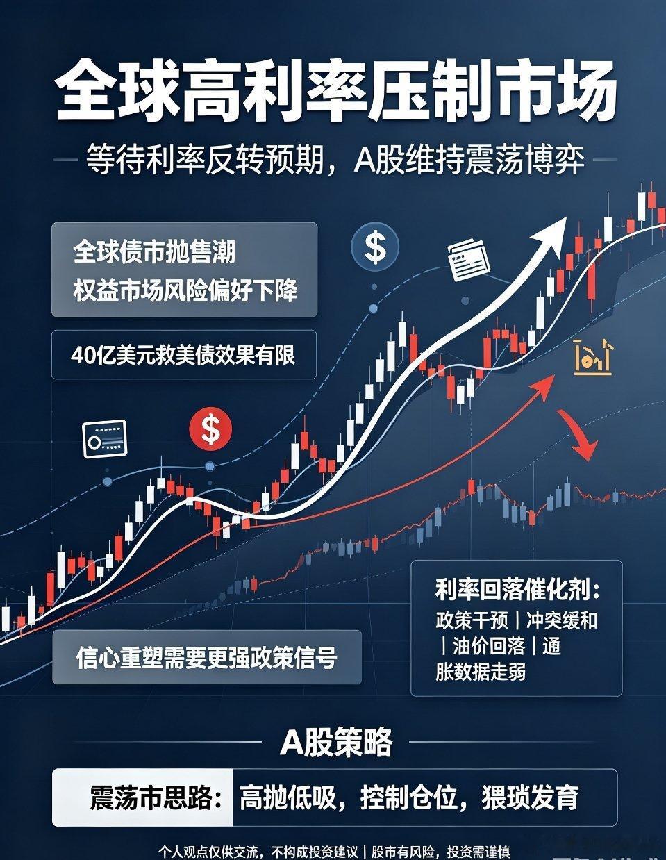全球高利率压制市场，等待预期拐点，A股维持震荡博弈近期全球债市遭遇抛售潮，直接带