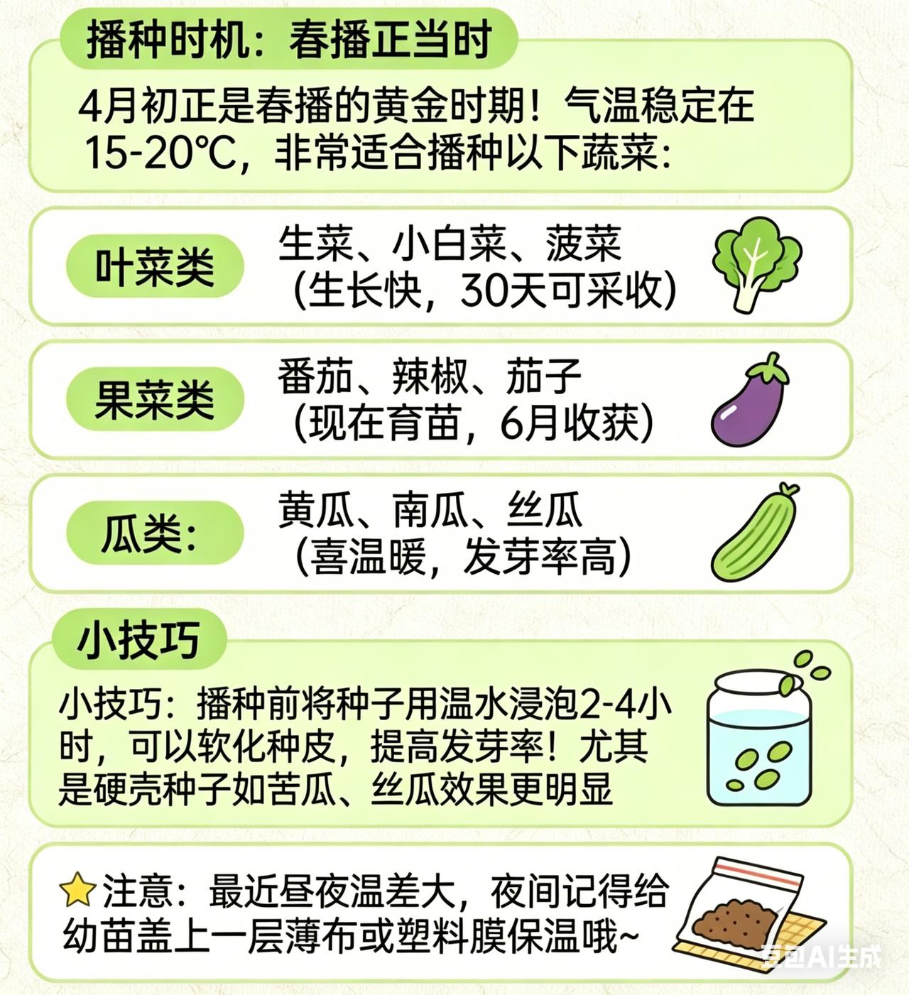 4月种菜黄金期！这3类蔬菜抓紧播，晚了吃不上
4月不种菜，夏天徒伤悲！气温回升但