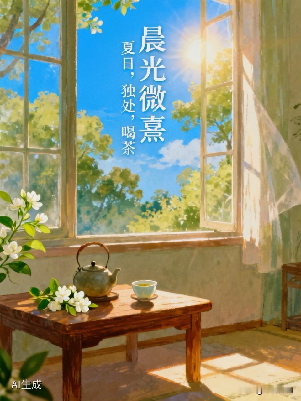 晨光微熹｜夏日，独处，喝茶

窗外的蝉鸣刚起，暑气还未攀上窗棂。

这是一天里最