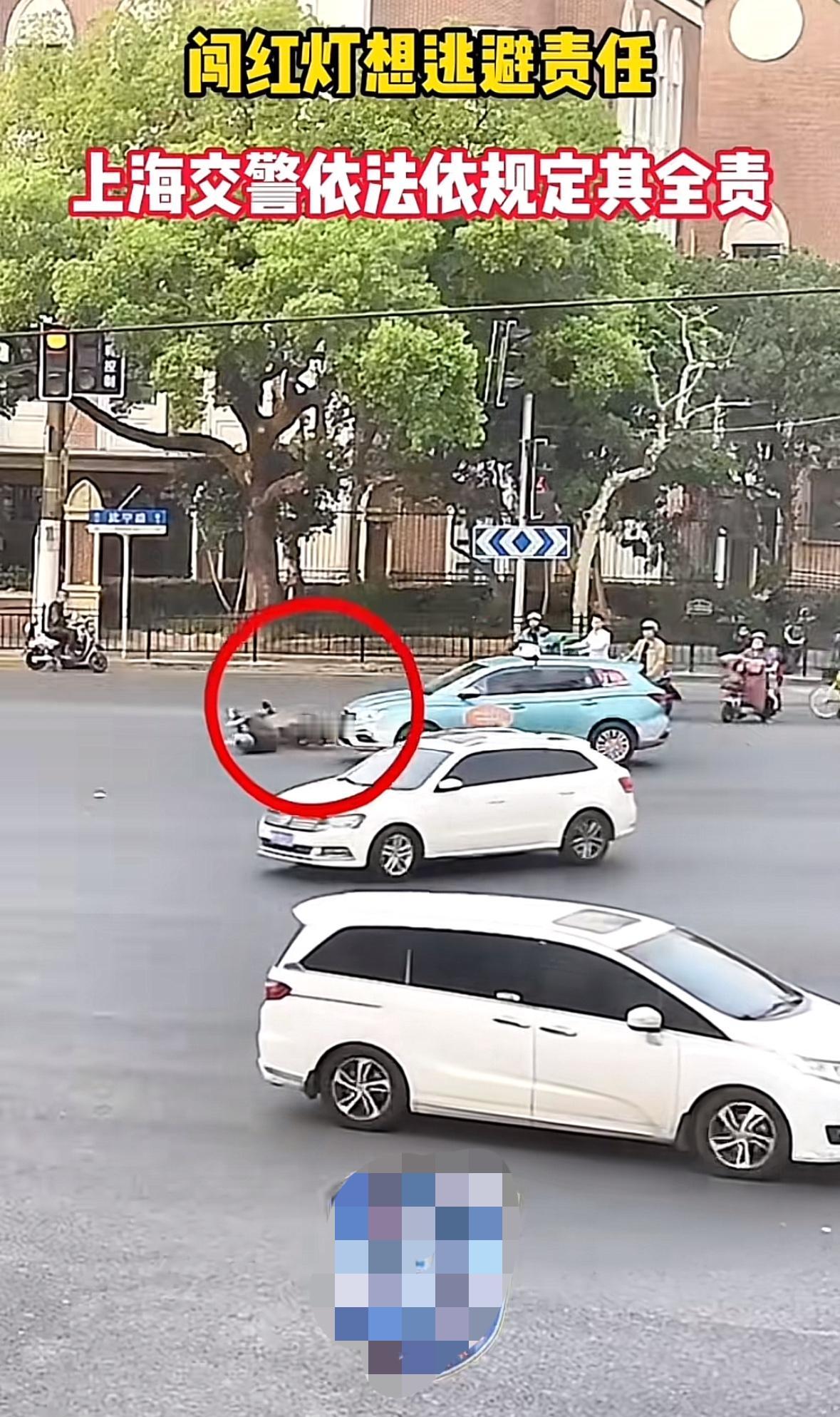 上海交警教科书式执法，依法依规判电瓶车主闯红灯负全责，还直言“不是你受伤了，就多