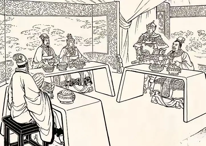 建安十三年十二月，刘皇叔大营里来了两位客人，他赶紧大排筵席热情招待，并...