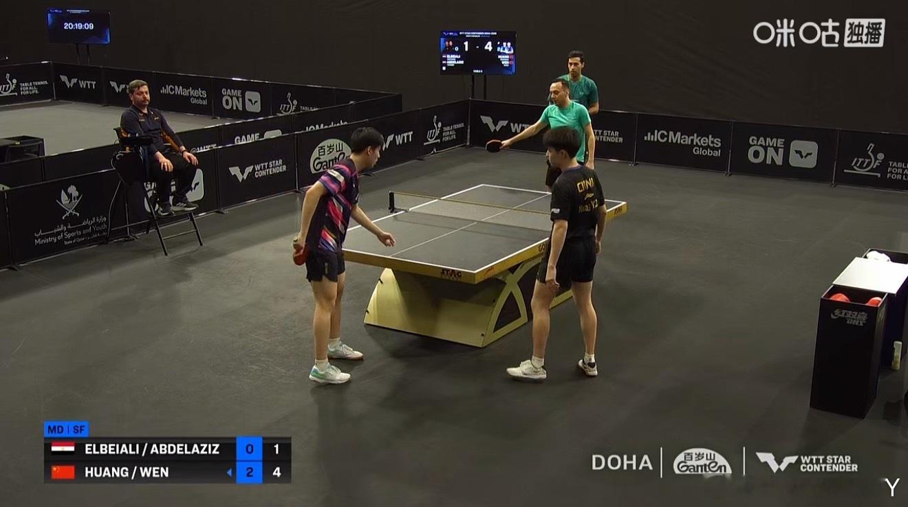 2026wtt多哈球星赛男子双打4-2黄友政/温瑞博3-0尤瑟夫/艾尔贝阿里（1