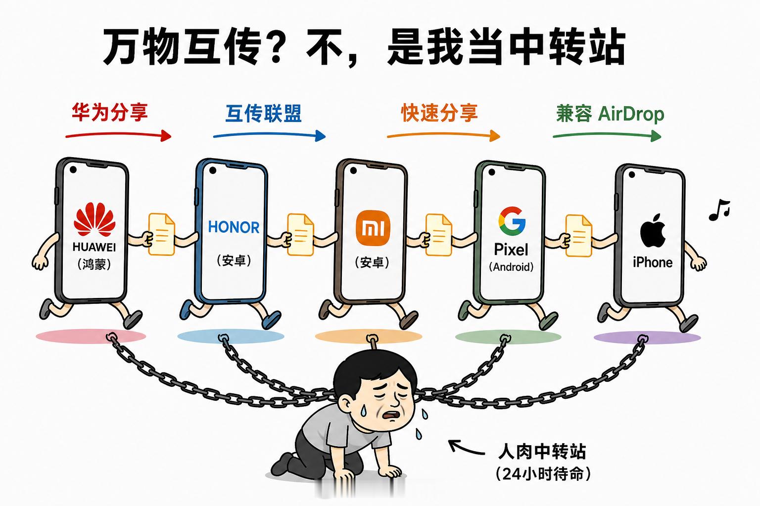 接上一条，如果你同时拥有华为➕荣耀➕国际版小米➕谷歌Pixel➕iPhone，那
