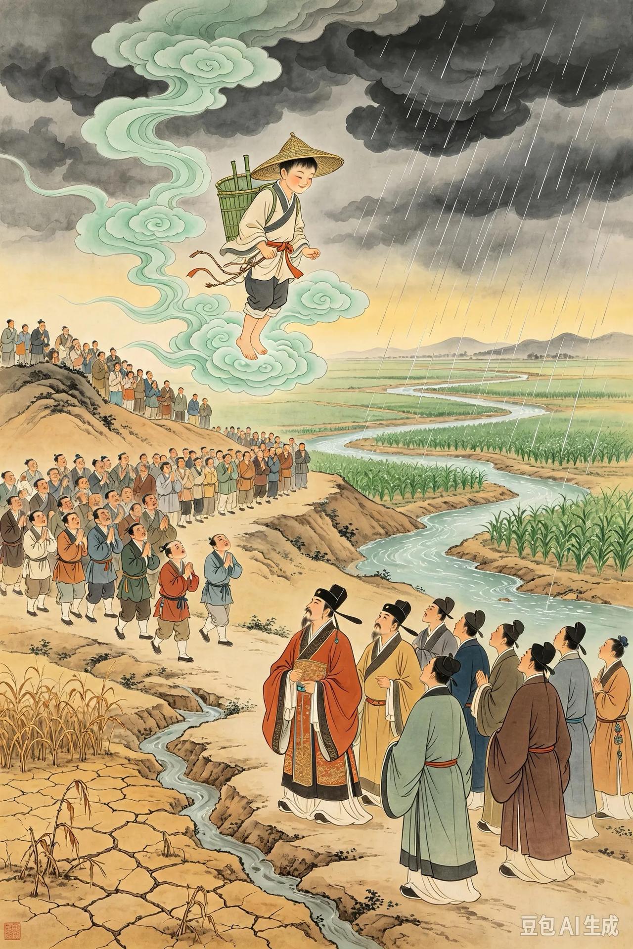 乾隆五十二年五月，广东东部遭遇大旱，总督孙大人祈求下雨，却一直没有灵验。他巡视来