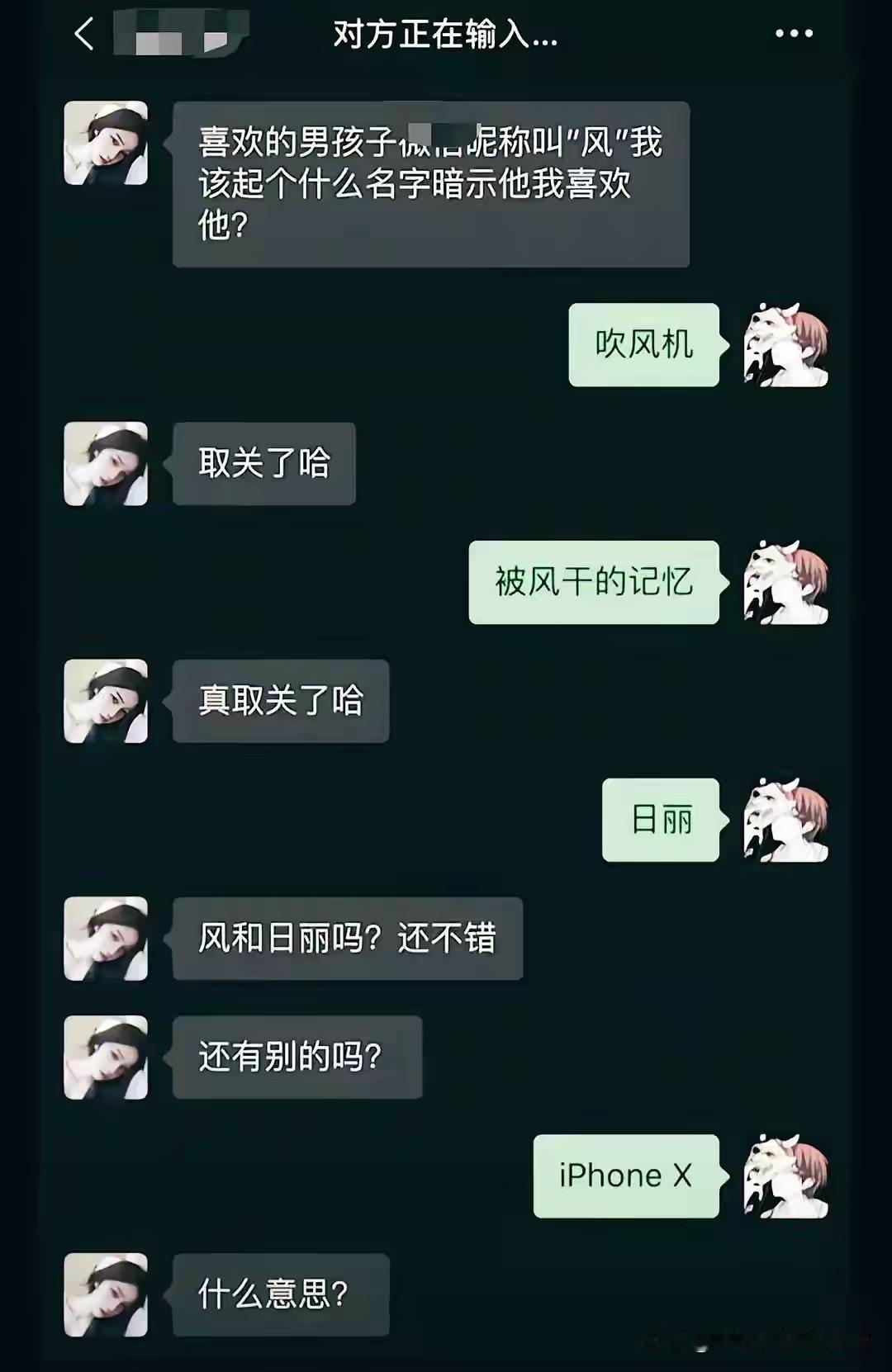 最后一个，啥意思？iphone X，难道是“爱风X”？