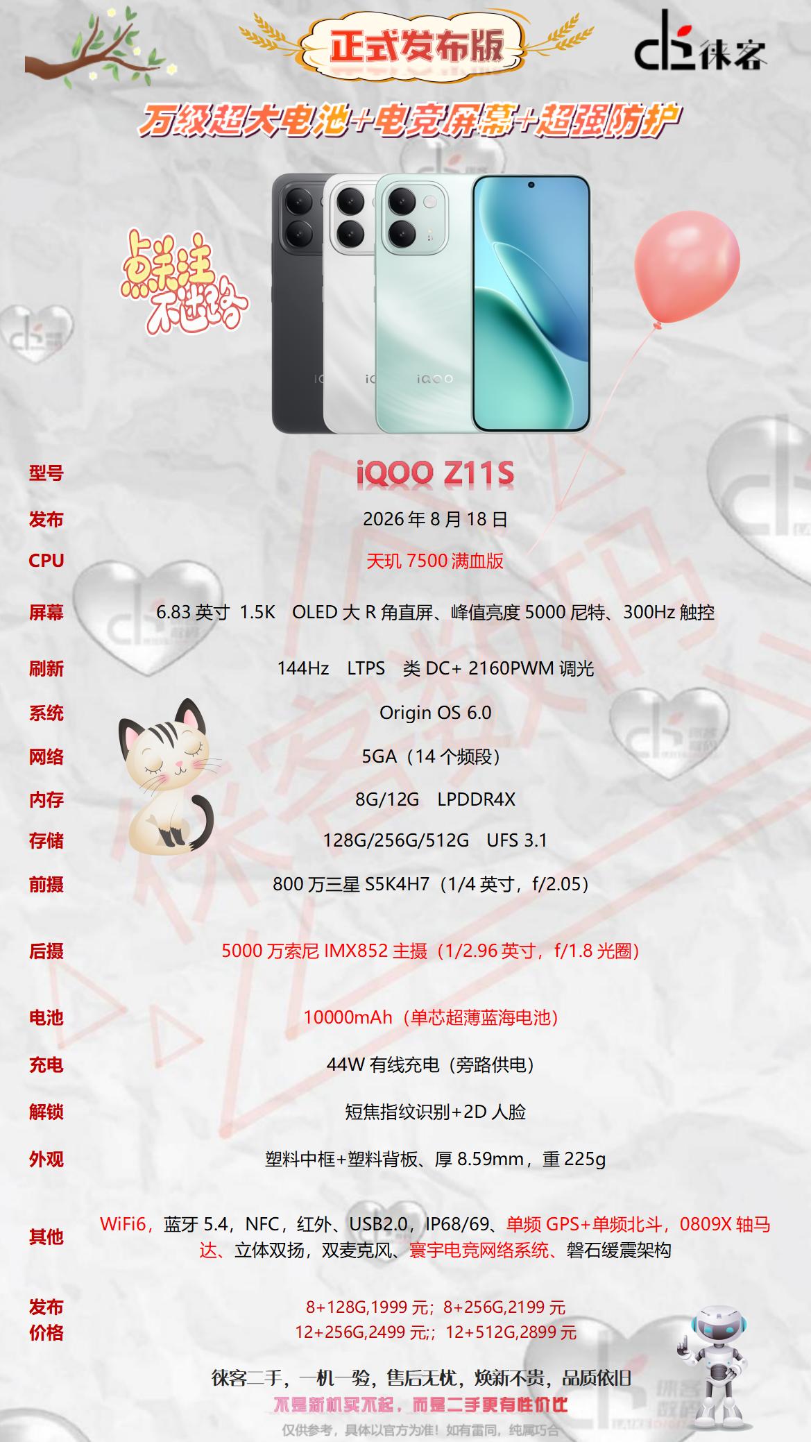 一图看懂iqoo z11s配置参数图iqoo iqooz11s