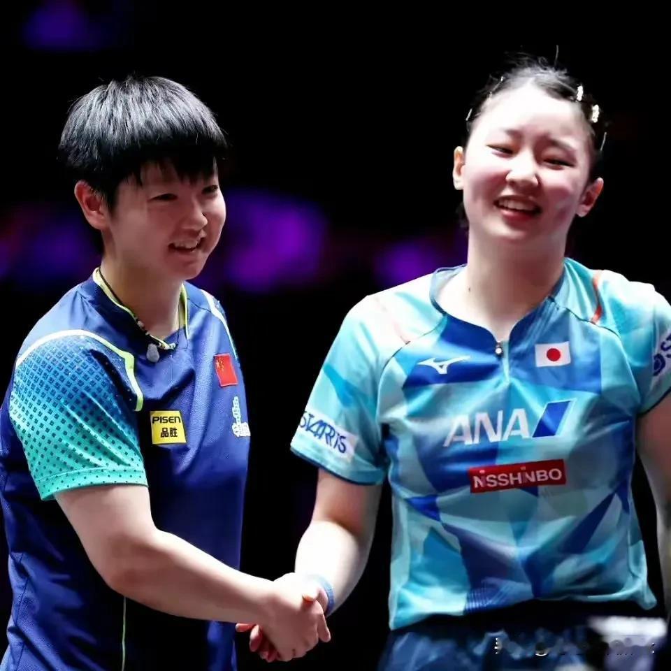 孙颖莎和张本美和这个笑真的是太不一样了，莎莎实力碾压[捂脸]

张本美和:第六次