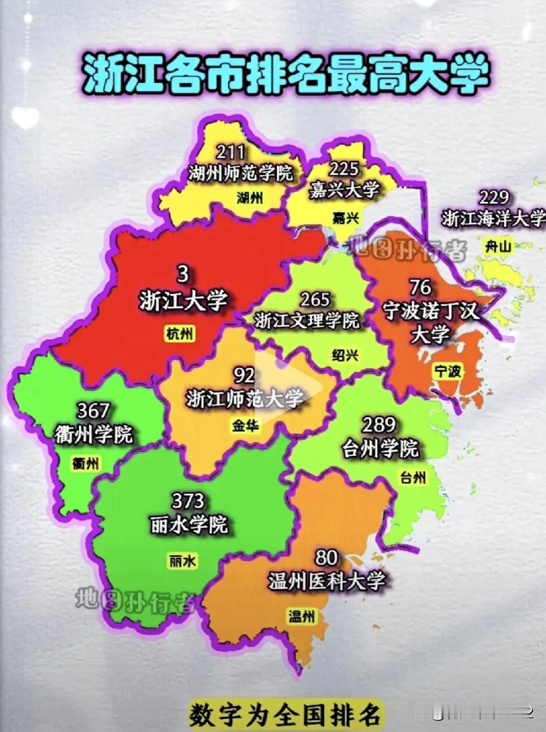 这是不是每个城市最好的大学？排名最高的还是浙江大学