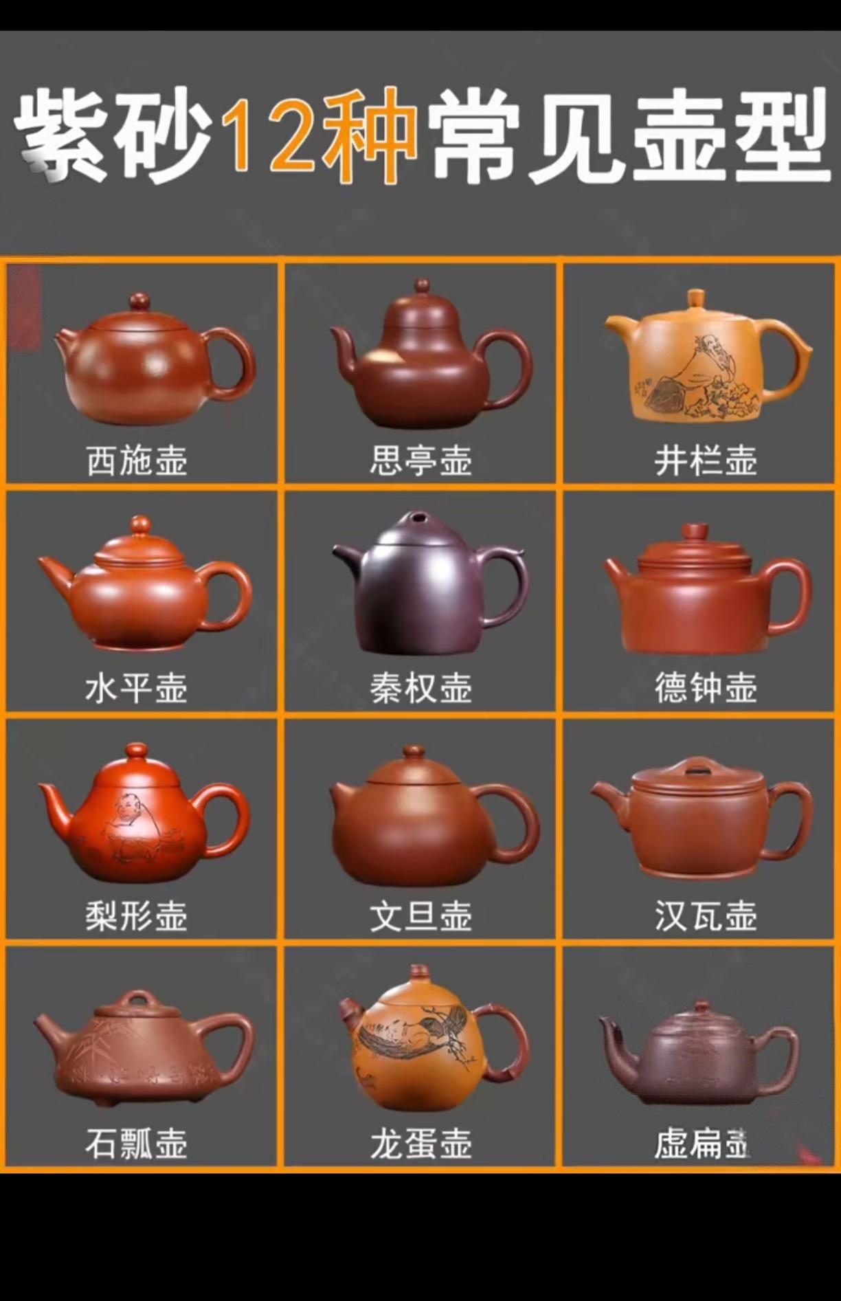 12种紫砂壶型，你更喜欢哪个？
千把万把，不如汉瓦一把。
我还是更喜欢汉瓦。[微