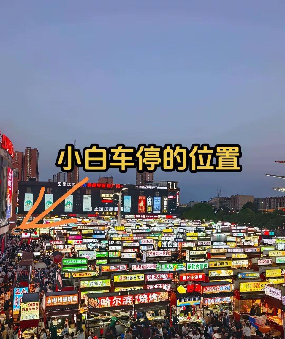 不知道的还以为小白车停正定夜市中间了也是刚看到的原来小白车停的位置是边缘地带 