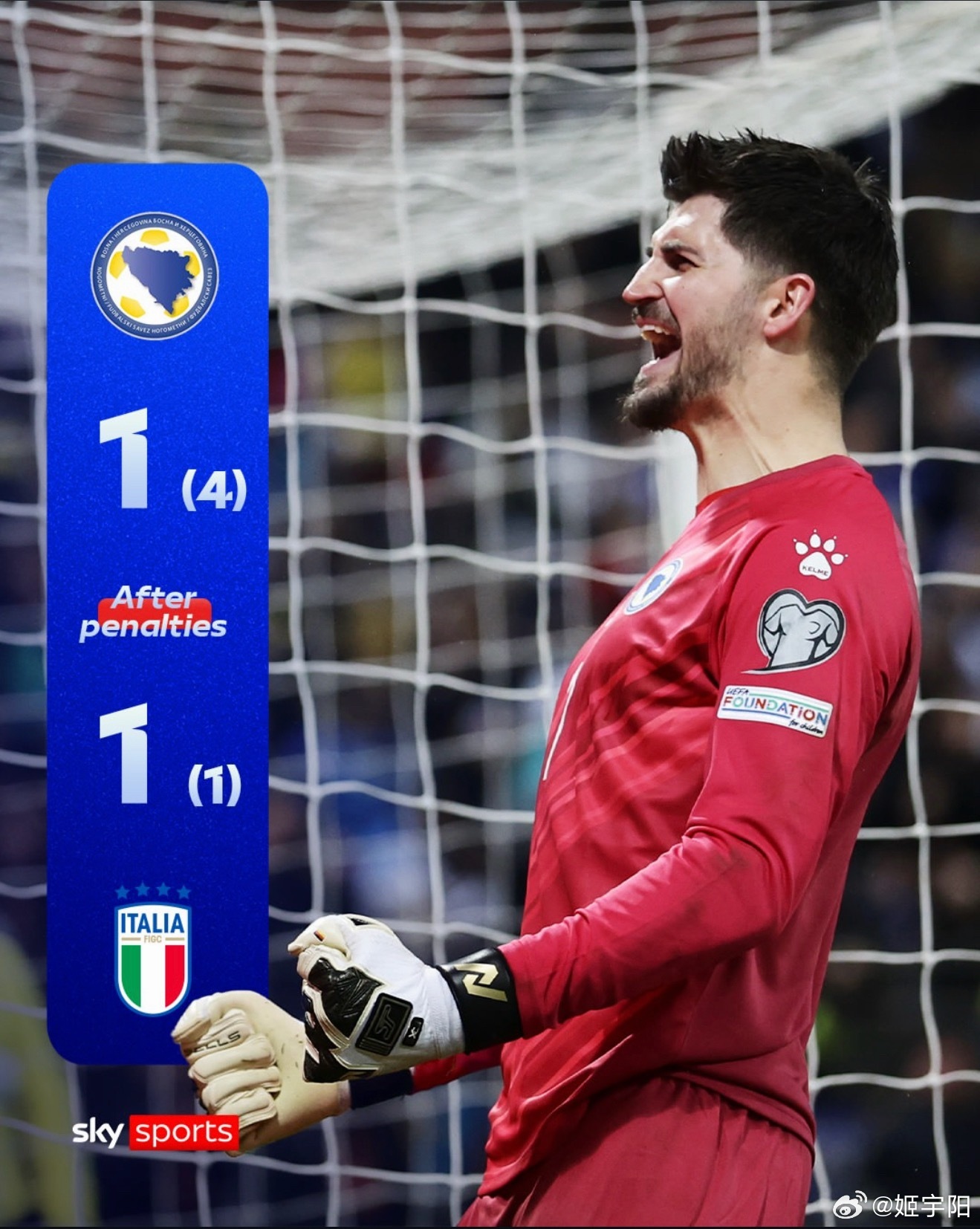 波黑vs意大利主裁判是欧洲名哨蒂尔潘，那张红牌确实也是铲倒了最后一名防守球员。整