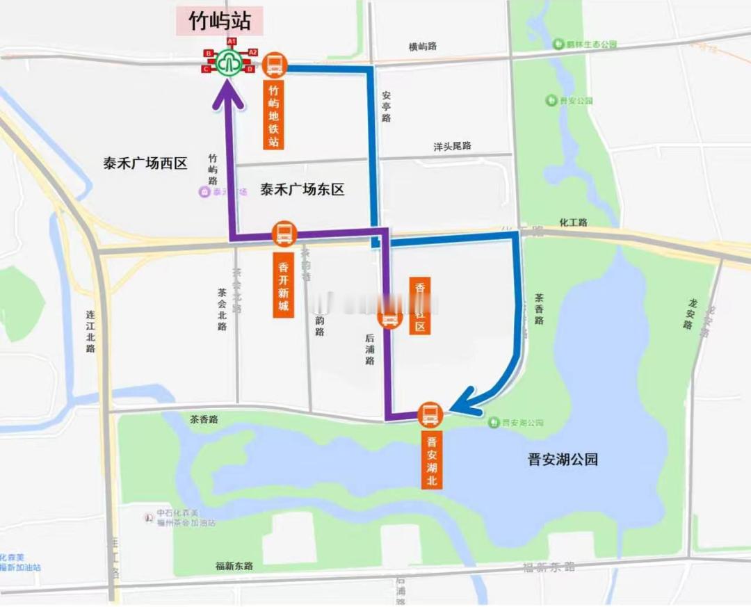 福州地铁晋安湖接驳专线将于7月18日开通运营7月18日起，每周末及节假日营运首末