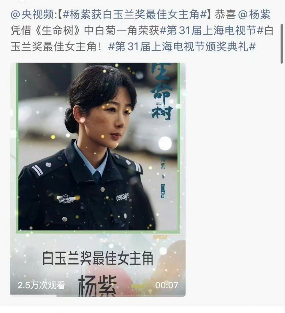 wok  杨紫拿下白玉兰视后了