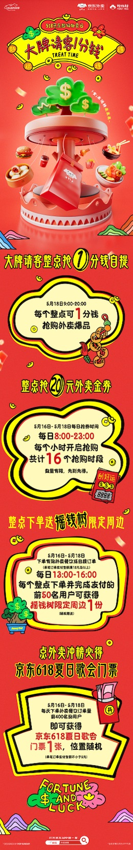 每月18号京东超级外卖日准时来报道！这次还拉上了的原创IP摇钱树moneytre
