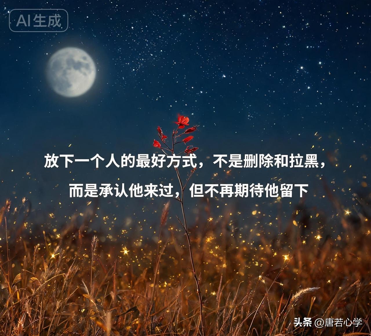 放下一个人的最好方式，不是删除和拉黑，而是承认他来过，但不再期待他留下。

《道