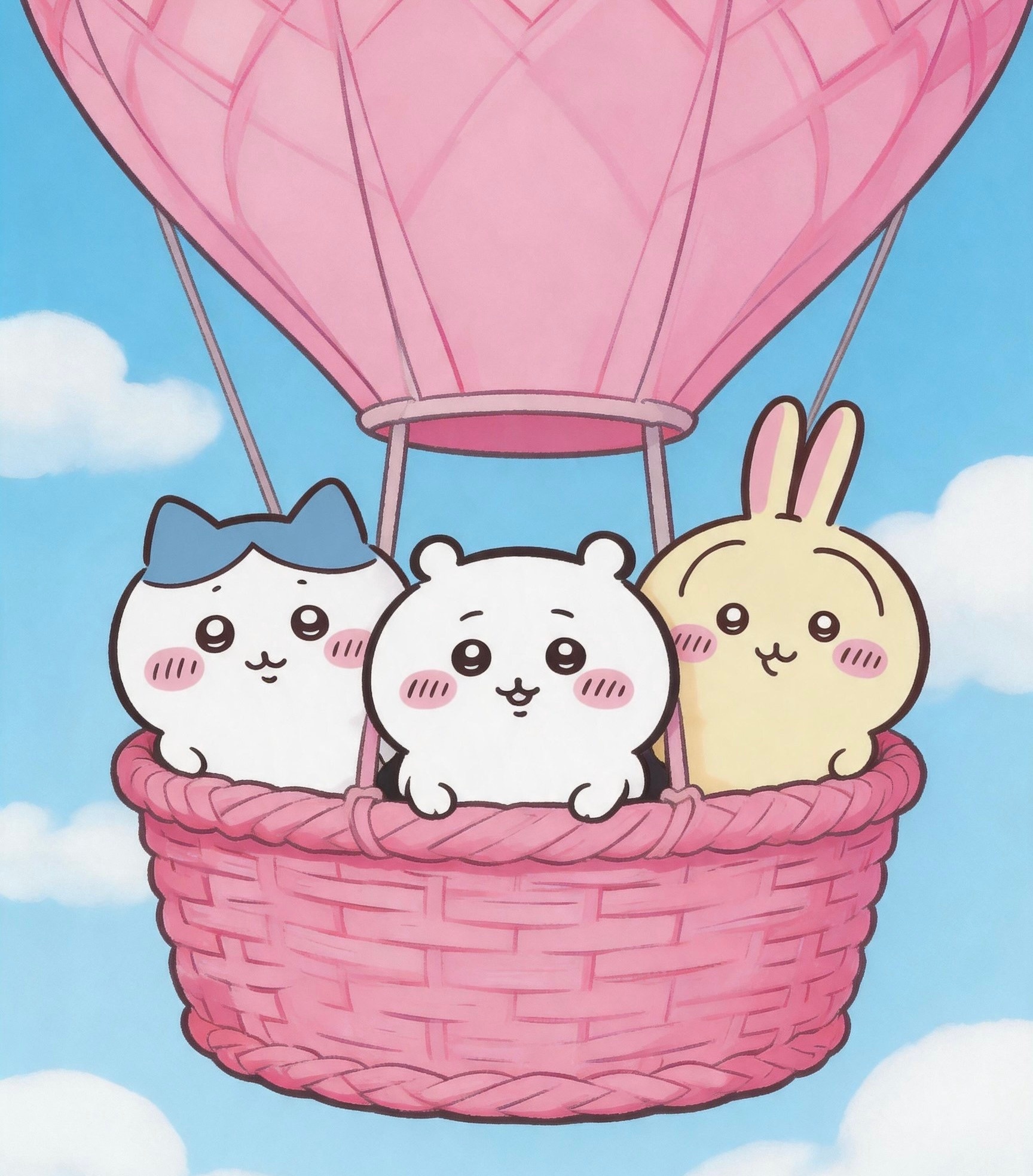 chiikawa吉伊卡哇灵感共创夏日企画坐热气球真的好好玩（ai生成） 