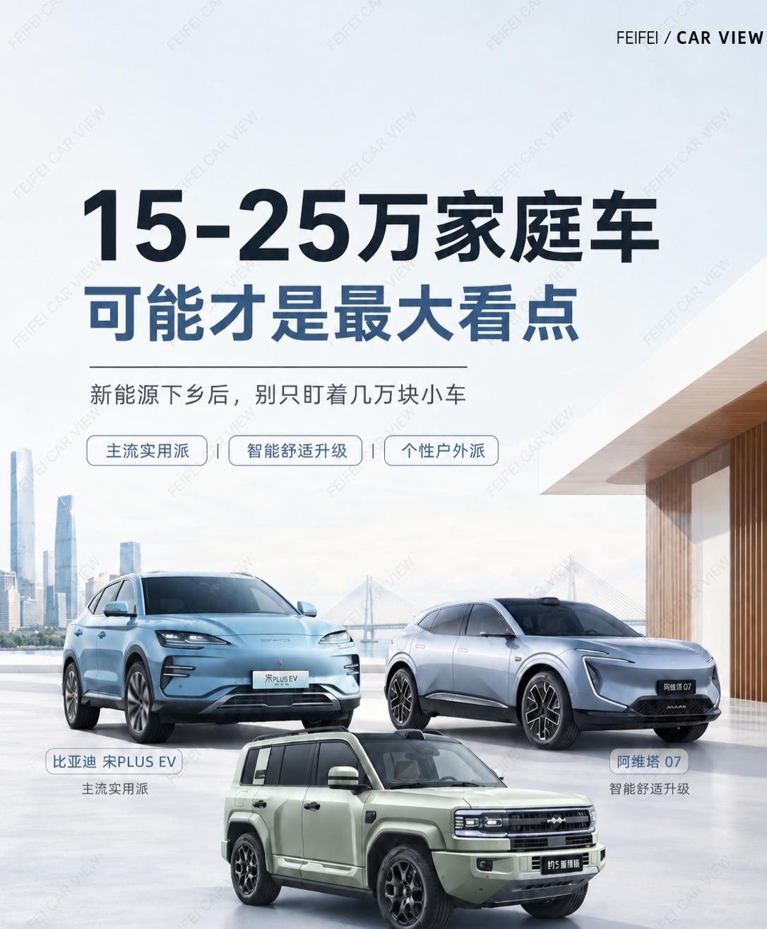 15-25万家庭车，才是新能源下乡最大看点这次新能源下乡，很多人第一反应还是小车