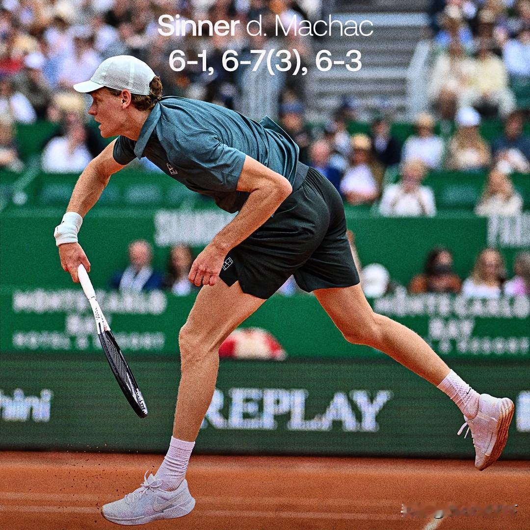 辛纳19连胜，晋级蒙特卡洛大师赛8强，连续37盘连胜纪录终结！

辛纳6:1 6