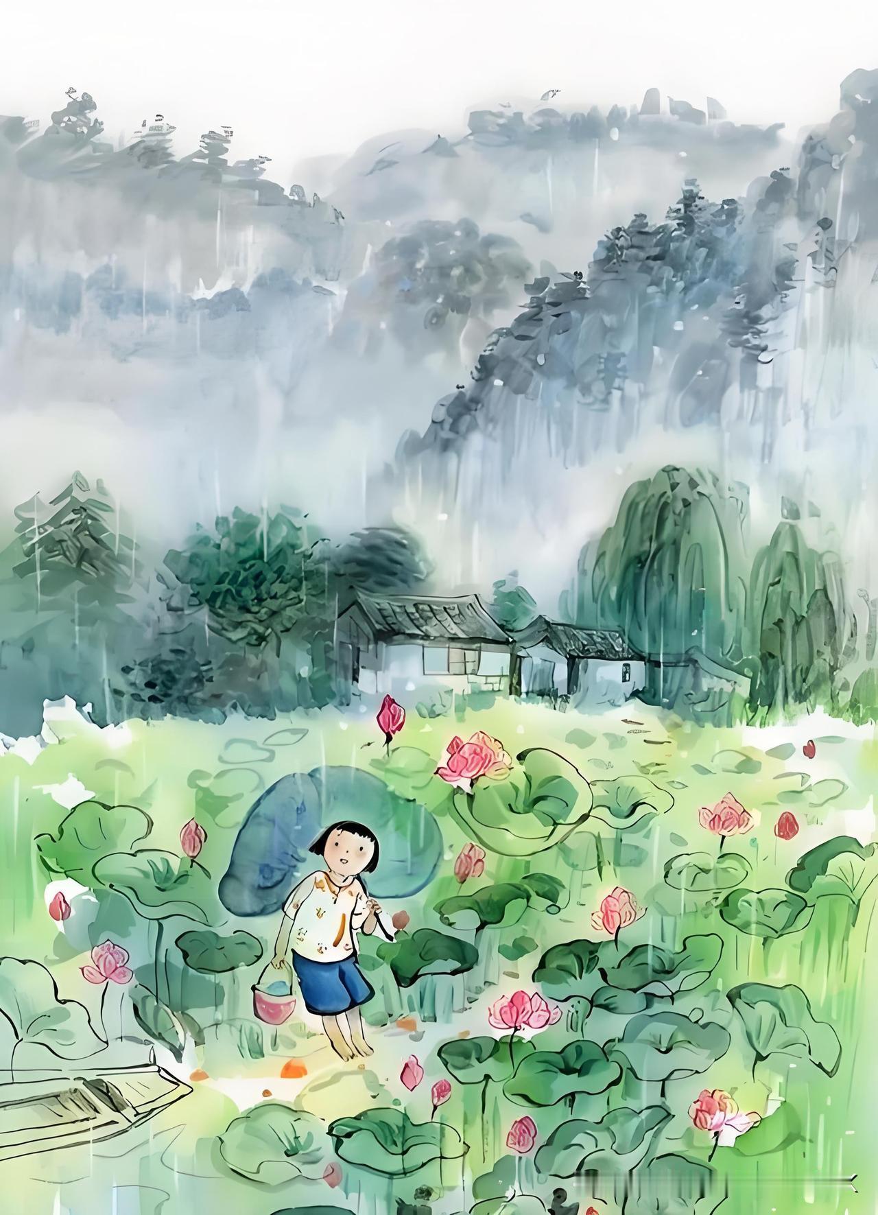 《首夏》
——明·许赞
隔树山鸠作伴随，
新荷乱贴小盆池。
杨花墙外浑无力，
偏