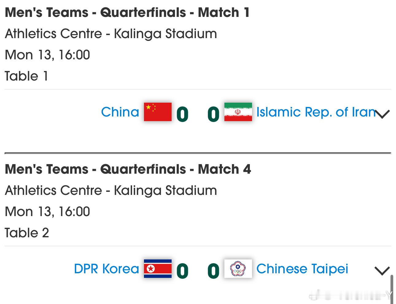 2025亚锦赛团体赛男子团体8-4 18:30T1中国VS伊朗T2中国台北VS朝