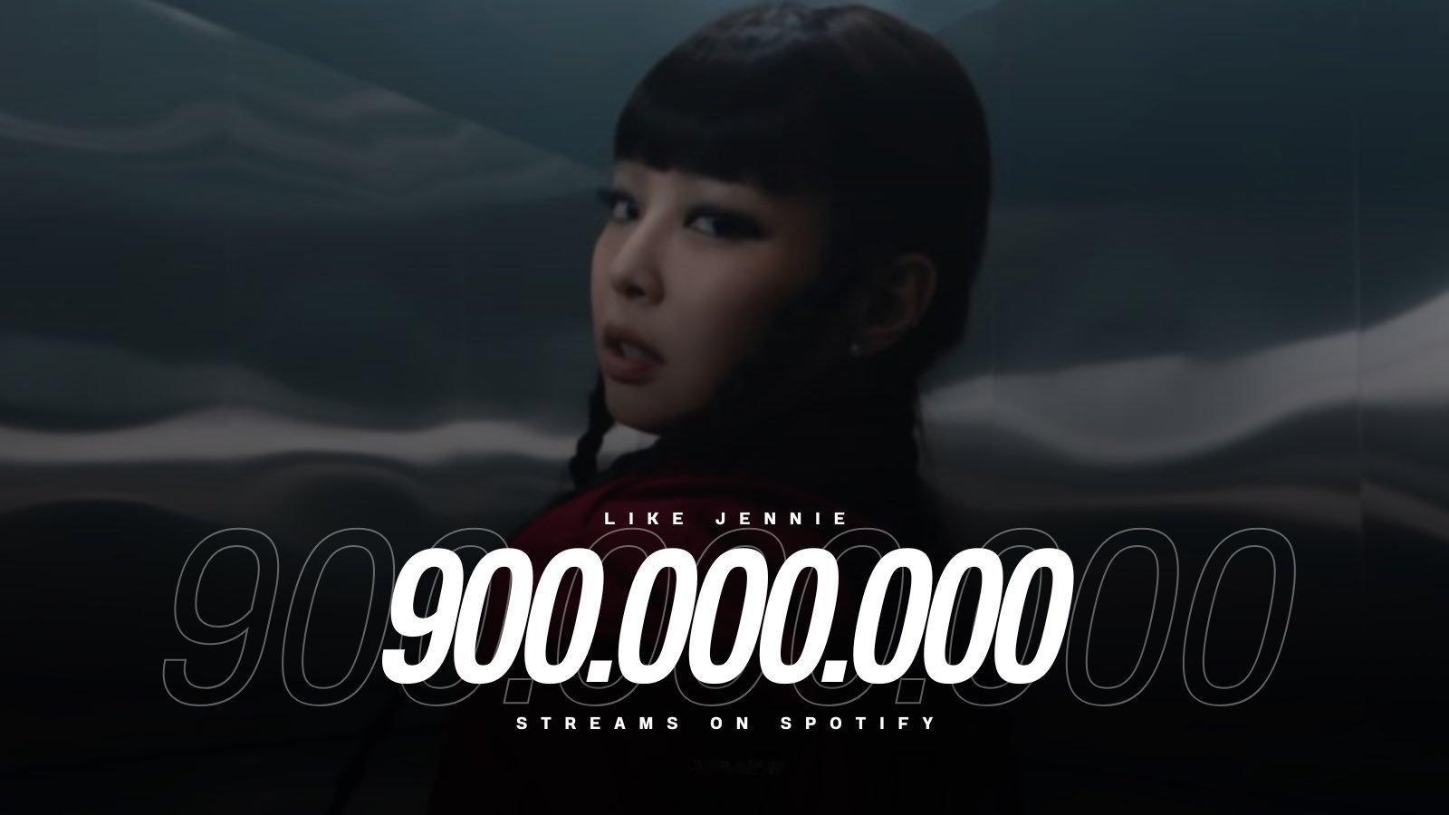 「like Jennie」Spotify流媒突破9亿成为Jennie达到此成绩的
