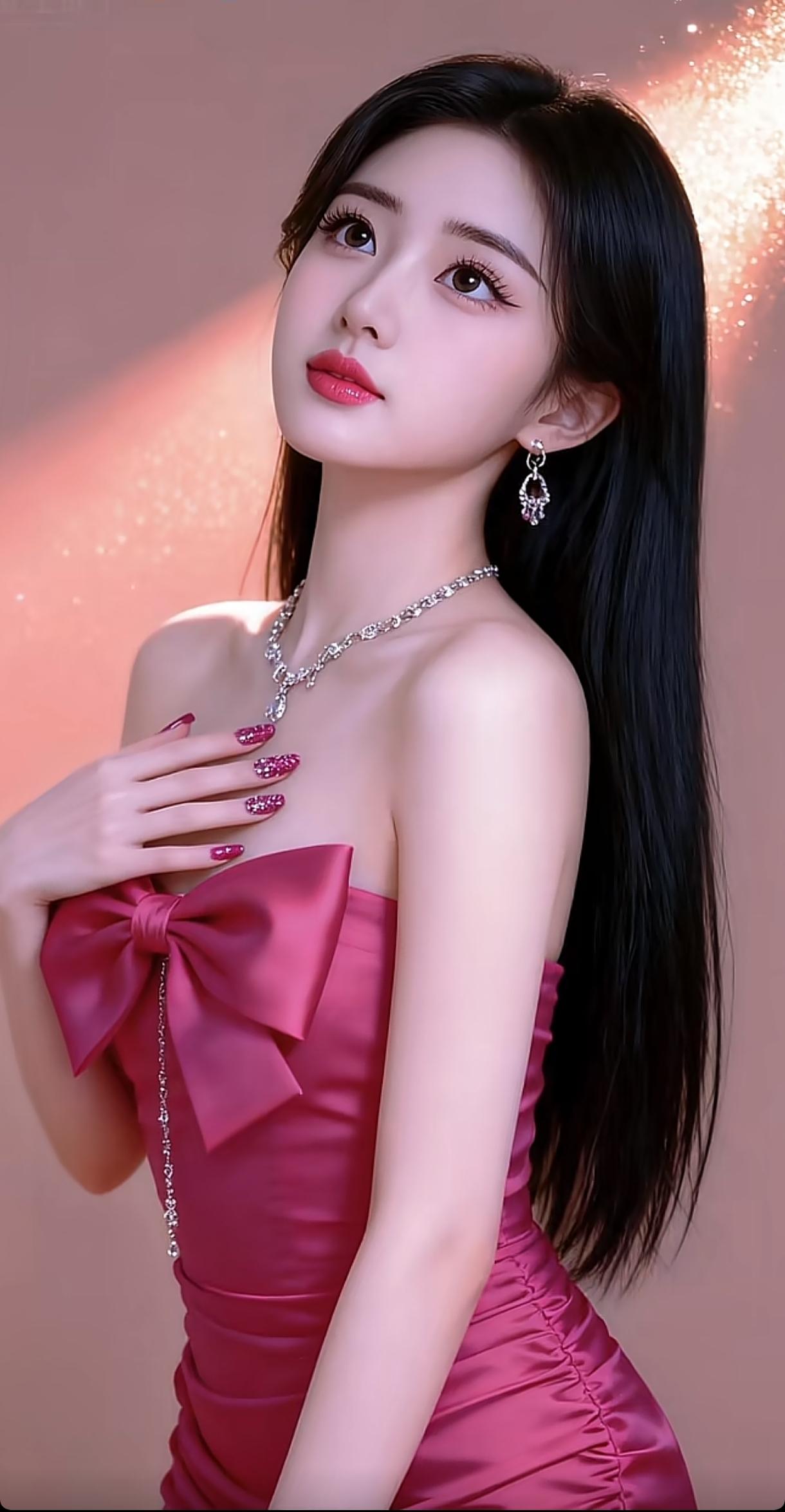 梦幻粉裙少女，优雅动人，闪耀的珠宝，完美妆容，仙气十足！东方气质能有多迷人 粉紫