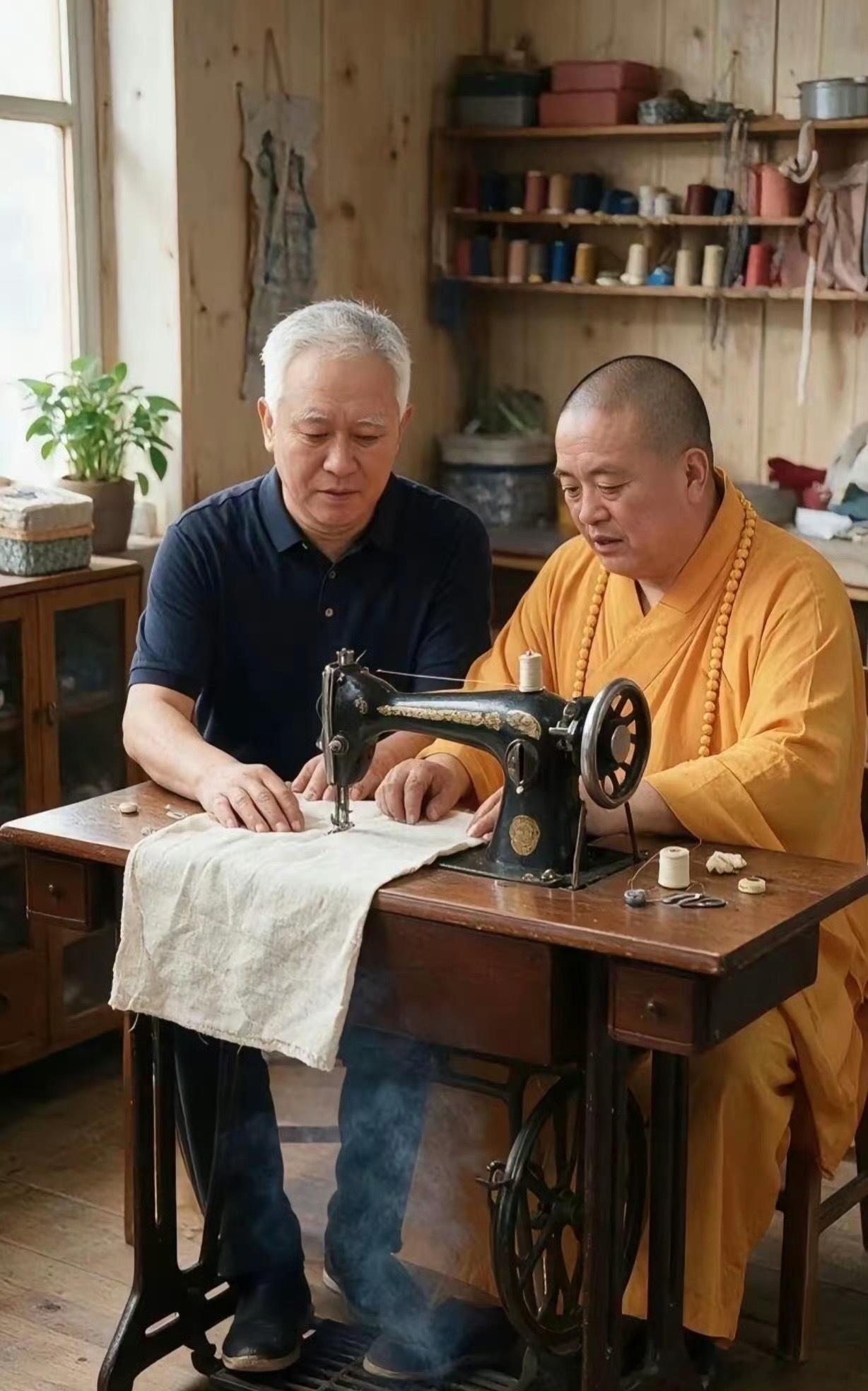 这张图做的真是一绝 🧵 老裁缝铺协作缝纫场景