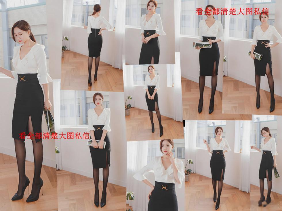 开叉裙搭配黑高跟黑丝... ​​​