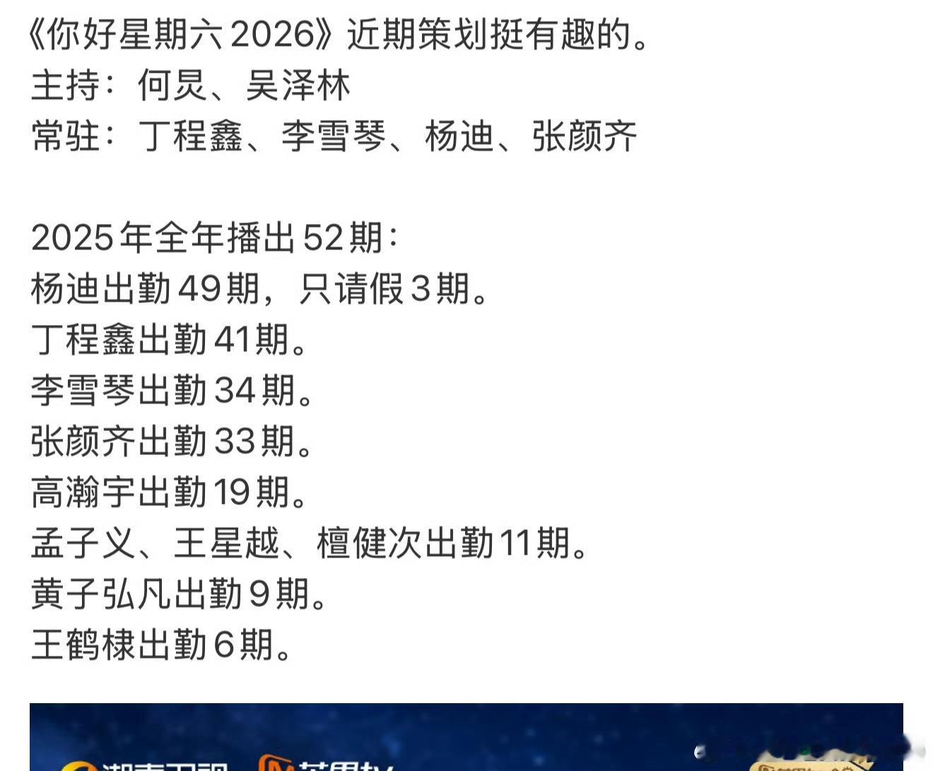 网友总结的hi6出勤率，2025年一共播了52期，丁程鑫出勤41期！！不管多忙的
