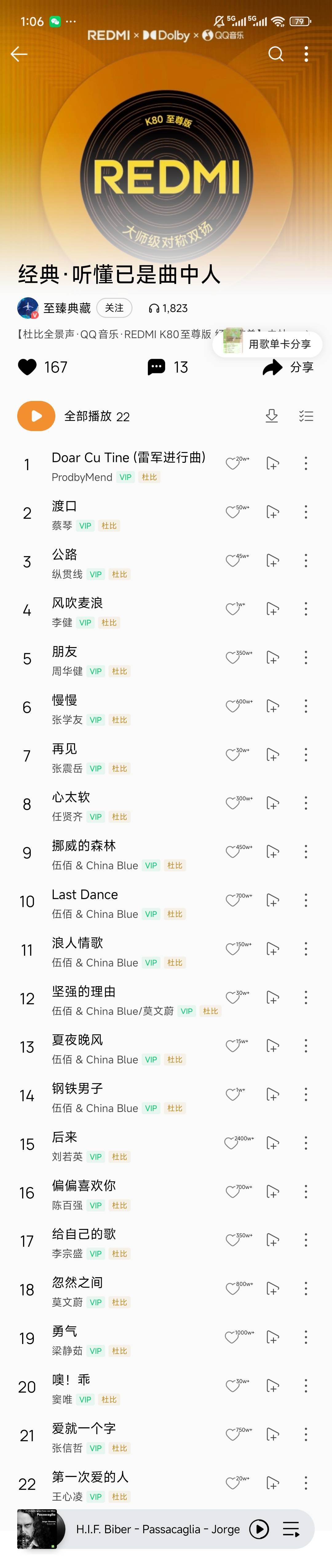 REDMI x 杜比 x QQ音乐，合作的这首歌单里面，有六首伍佰的歌，什么意思