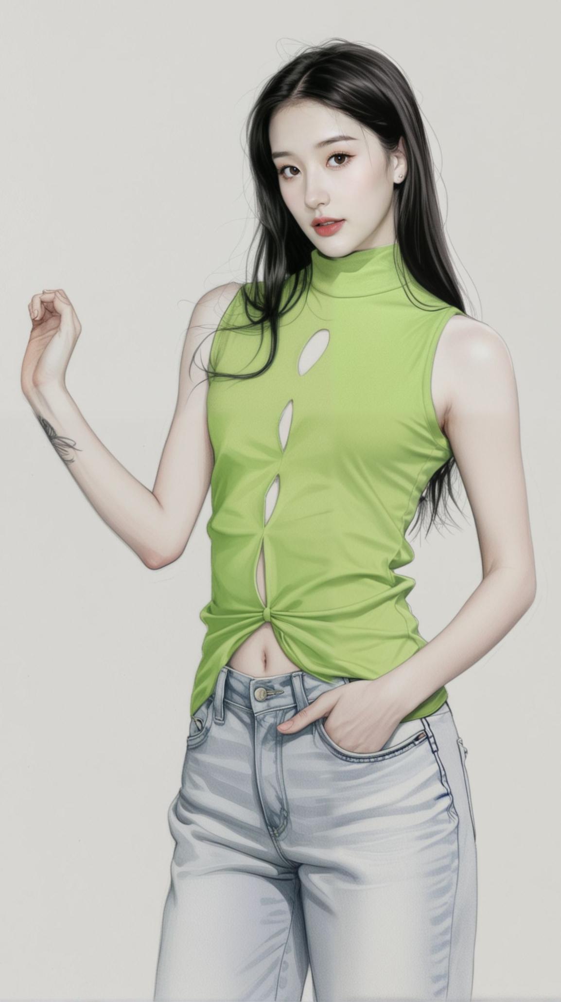 清新绿衣少女，时尚穿搭指南💚✨