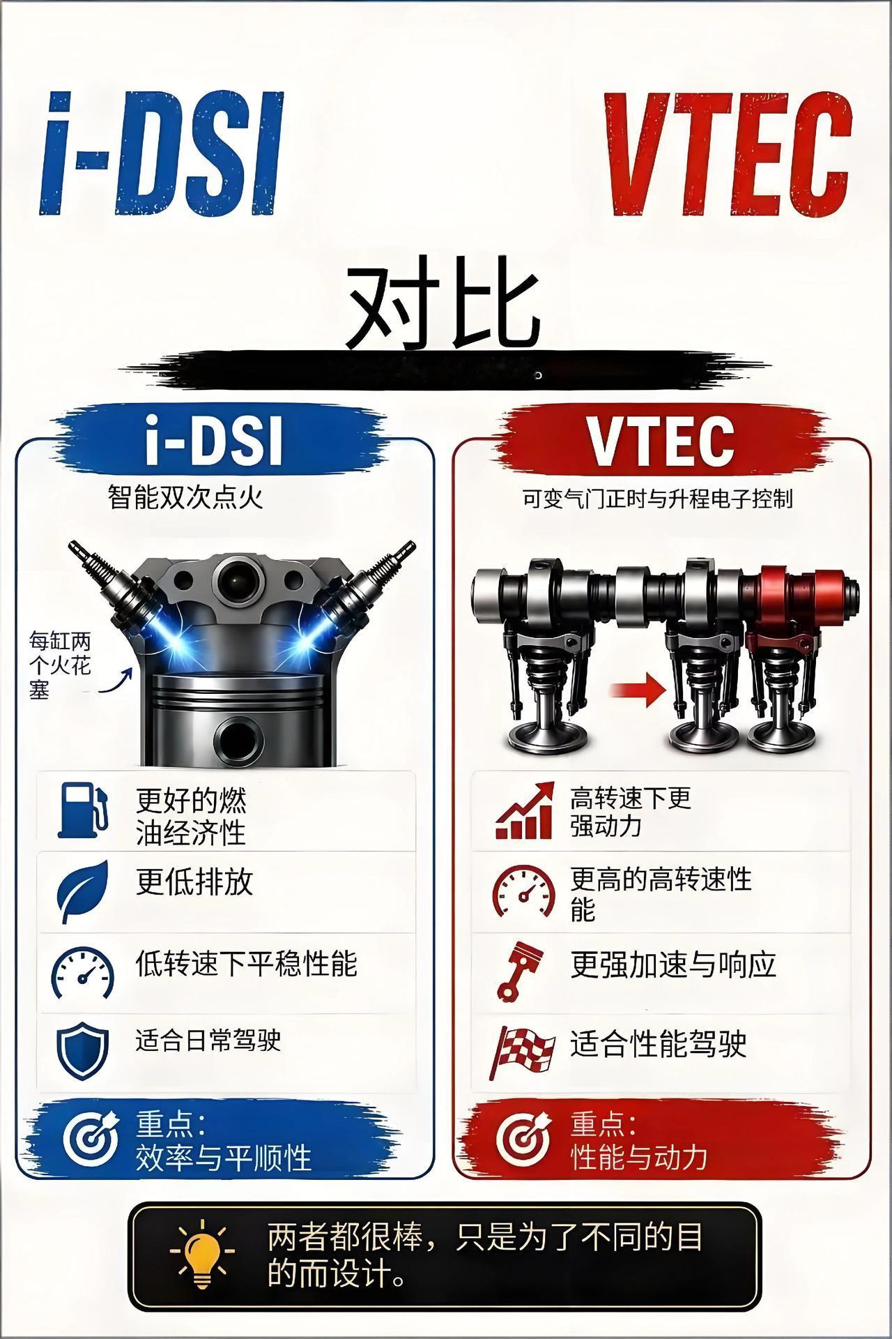 i-DSI与VTEC都是本田极具创新性的发动机技术，但二者的研发初衷截然不同。