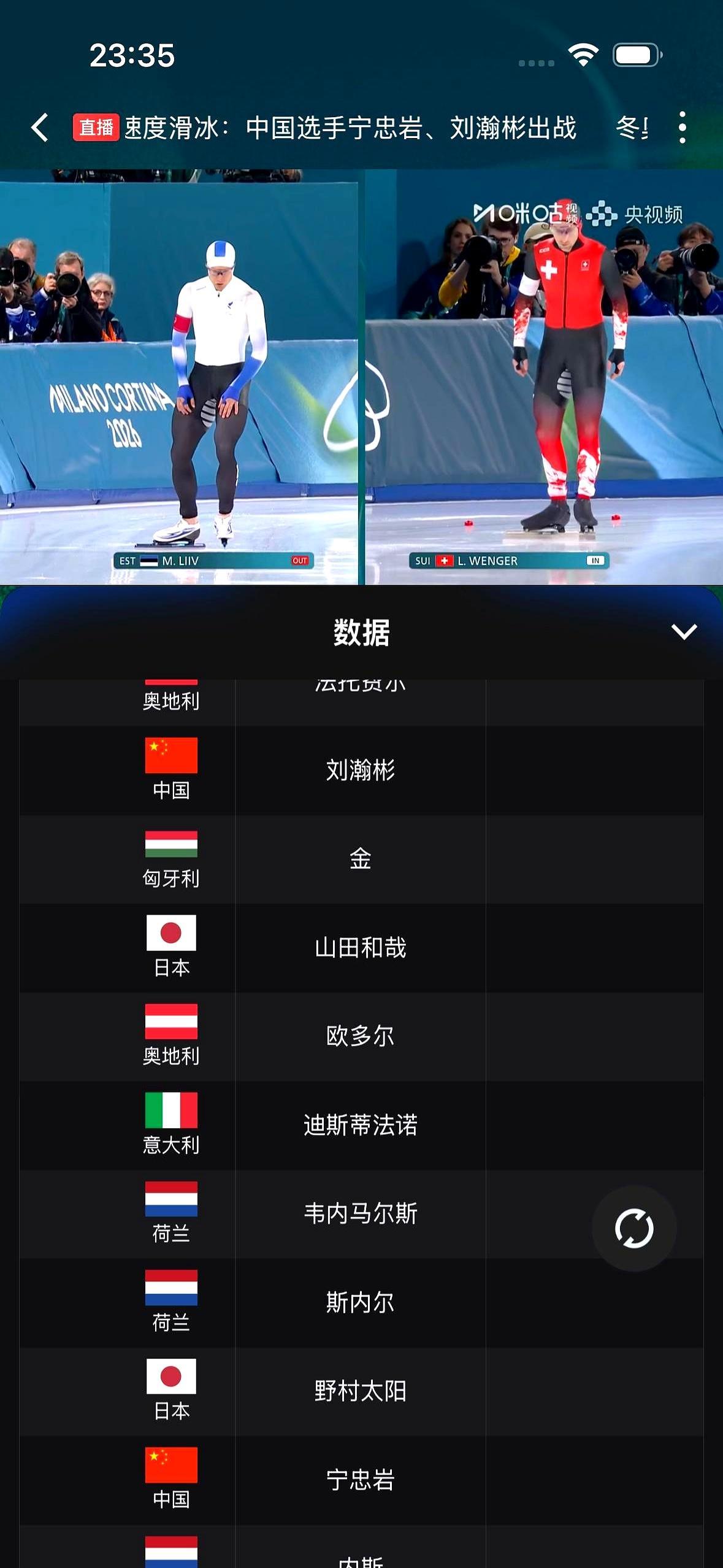 冰刀划过终点，美国夺冠热门傻眼了，奥运纪录上刻下了一个中国人的名字。
 
1分4