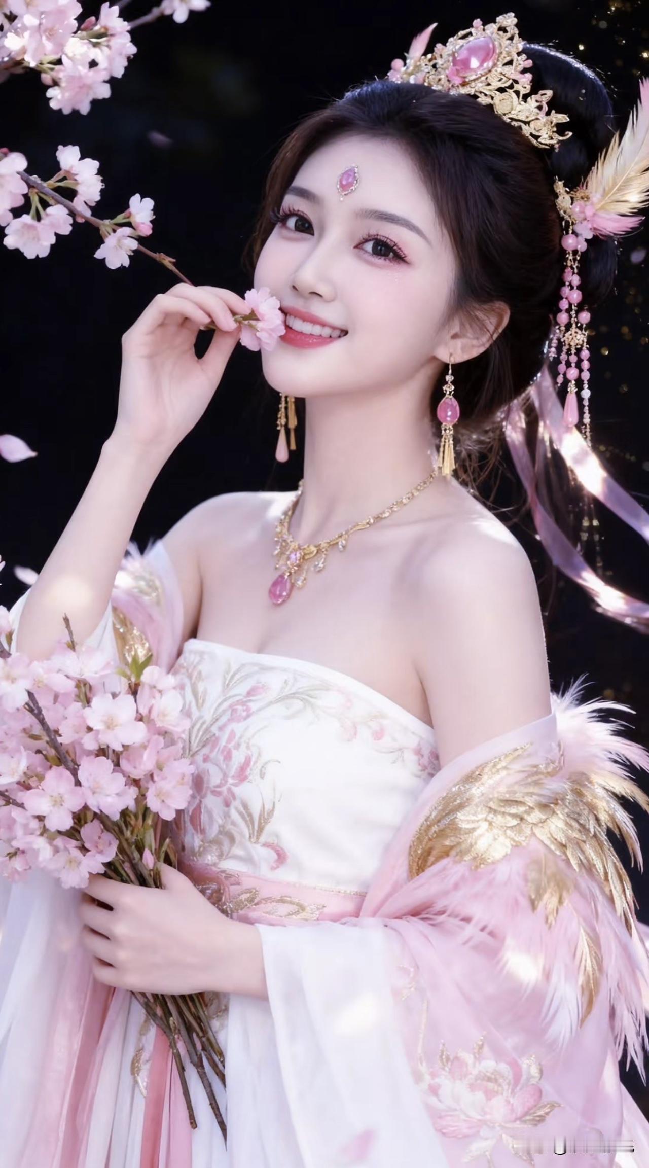 仙气飘飘的樱花仙子，温柔可人，美不胜收！🌸💕唯美樱花景 梦幻樱花写真 樱花裙