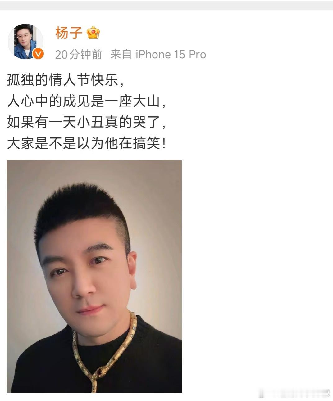 杨子：孤独的情人节快乐😂 