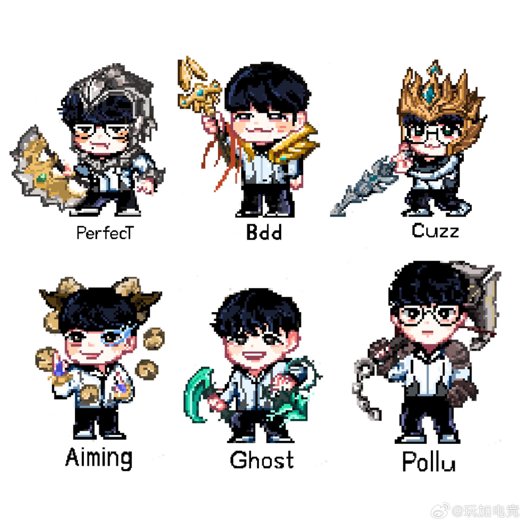 这个像素小人KT好萌啊每个小人儿都是用选手擅长的英雄装扮捏cr.keosju20