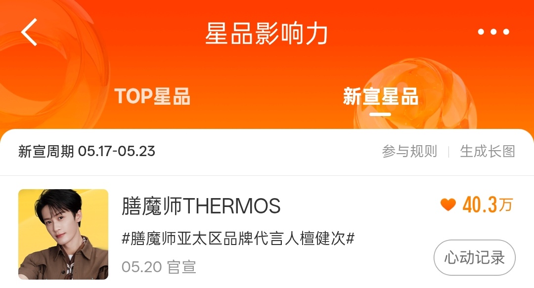 没投的请投星品影响力新宣星品膳魔师亚太区品牌代言人檀健次