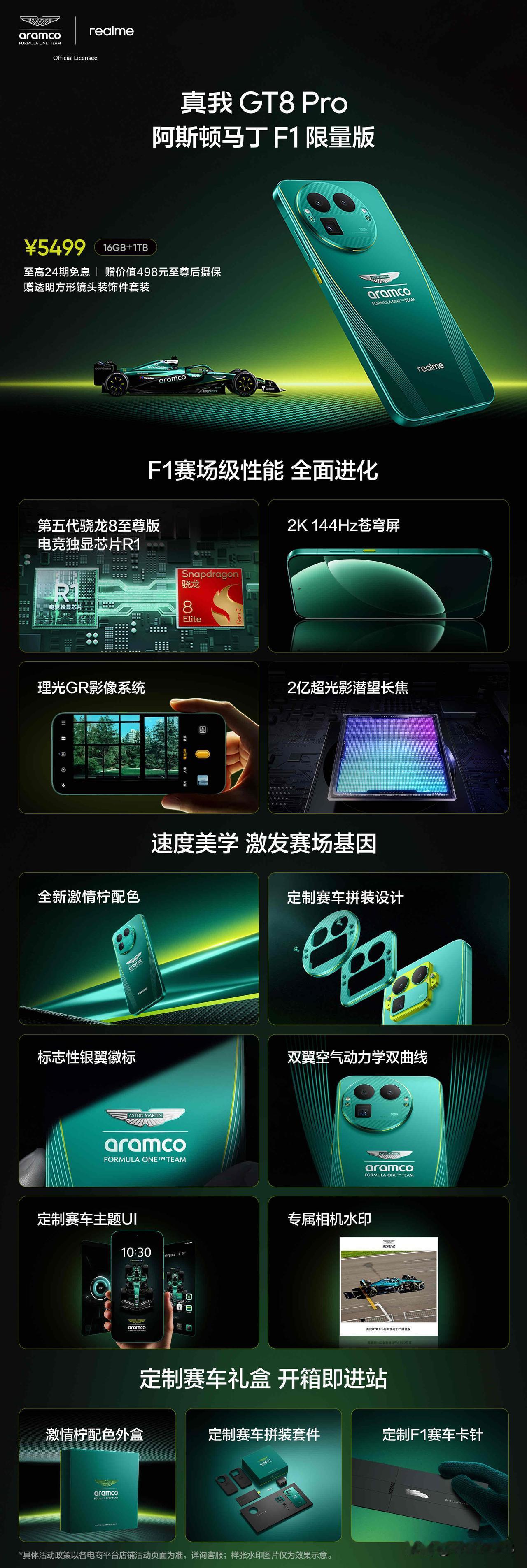 真我 GT8 Pro 阿斯顿马丁 F1 限量版开售，16GB+1TB 售价 54