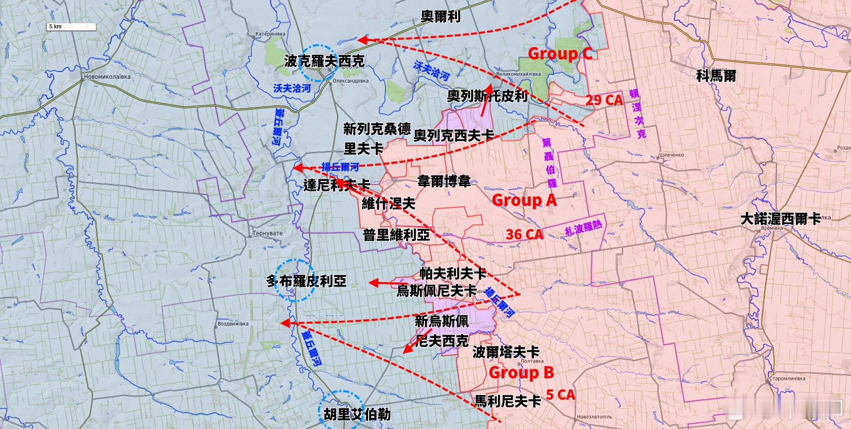 更新南頓涅次克-胡里艾伯勒一線態勢第29集團軍責任區俄軍繼續推進至奧列斯托皮利村