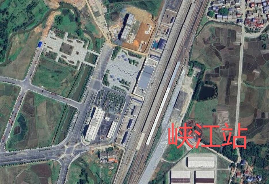 峡江站最新卫星地图
峡江站位于峡江县水边镇，现为四等车站（站场规模为2台3线），