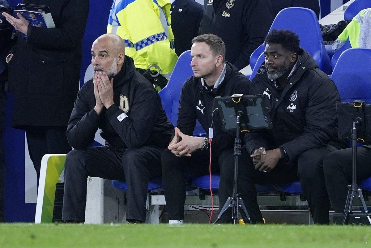 埃弗顿3比3曼城Pep Guardiola 