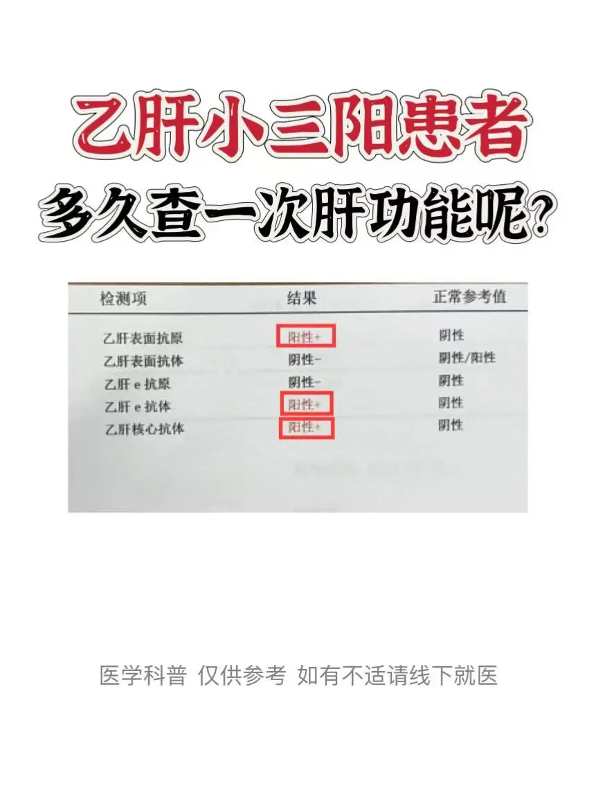 乙肝小三阳患者多久查一次肝功能呢？