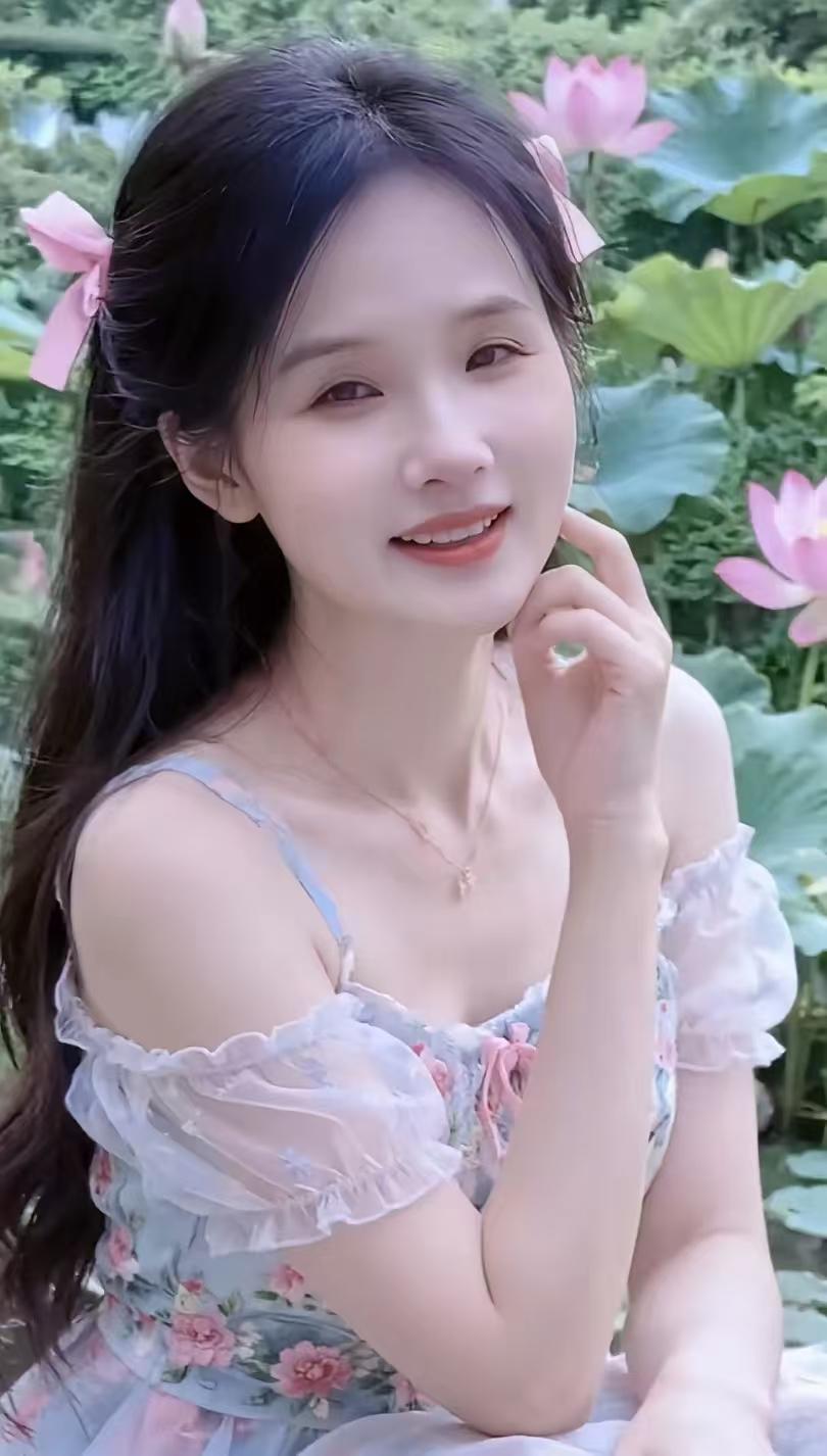 塞鸿秋·荷间粉颜
千层绿盖涵碧流，
粉荷轻绽临汀洲。
风摇翠袂香盈袖，
露凝红貌
