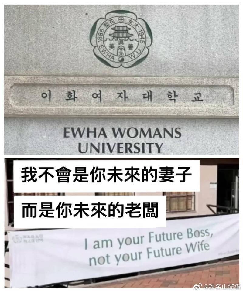 “我不是你未来的妻子”爆红！韩国梨花女子大学标语引发共鸣海外新鲜事 韩国梨花女子