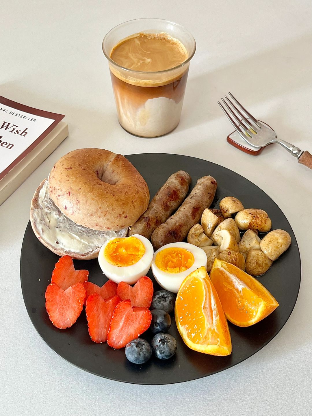 元气早餐|玫瑰酒酿贝果🥯溏心蛋🍳dirty☕